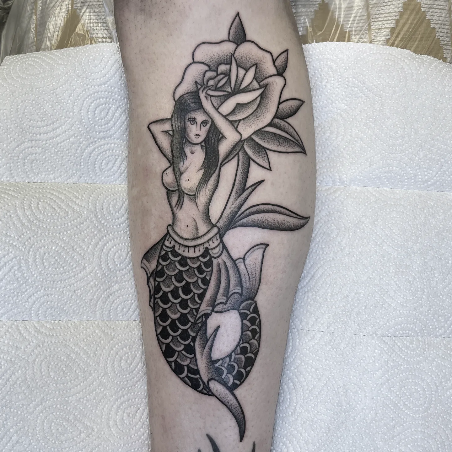 Illustrative mermaid tattoo